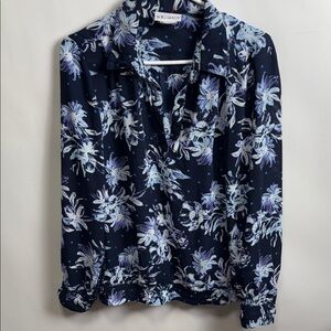 Elegant Floral Navy Blouse